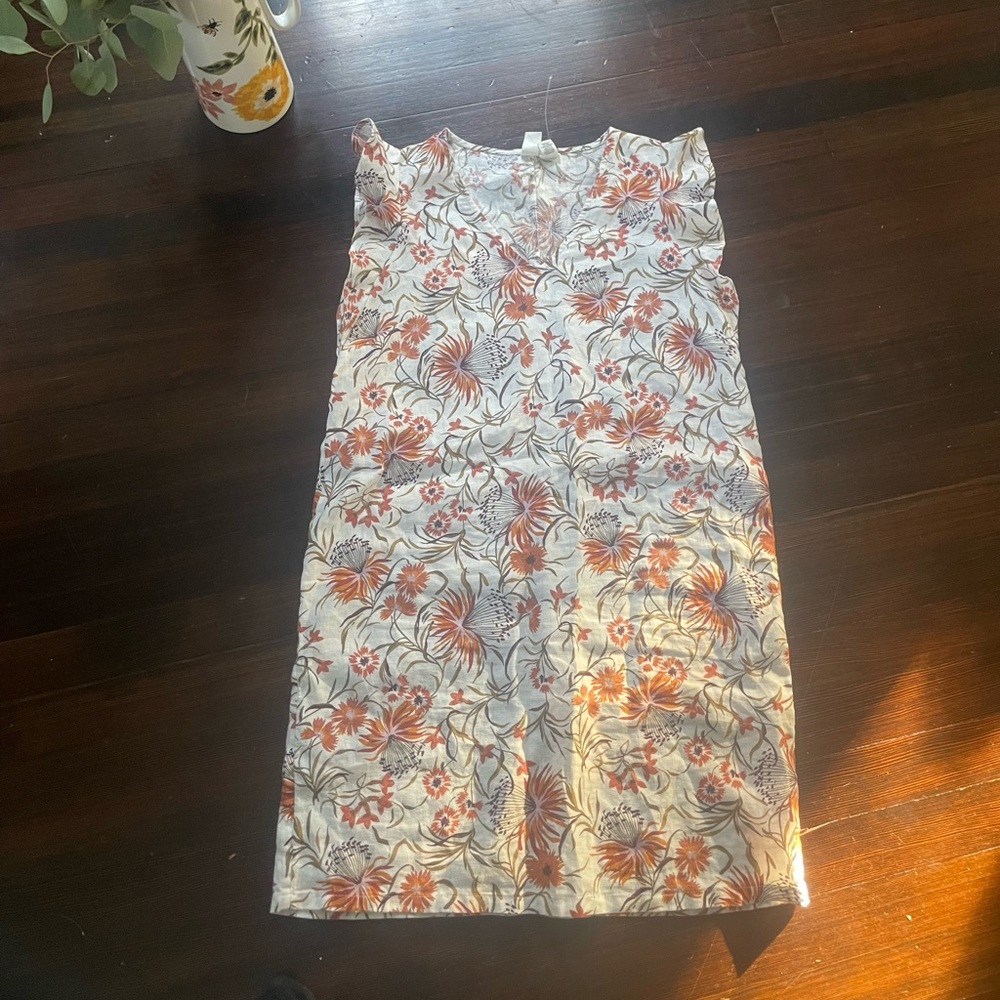 Joie linen floral sack dress ruffle sleeve small - Picture 2 of 7